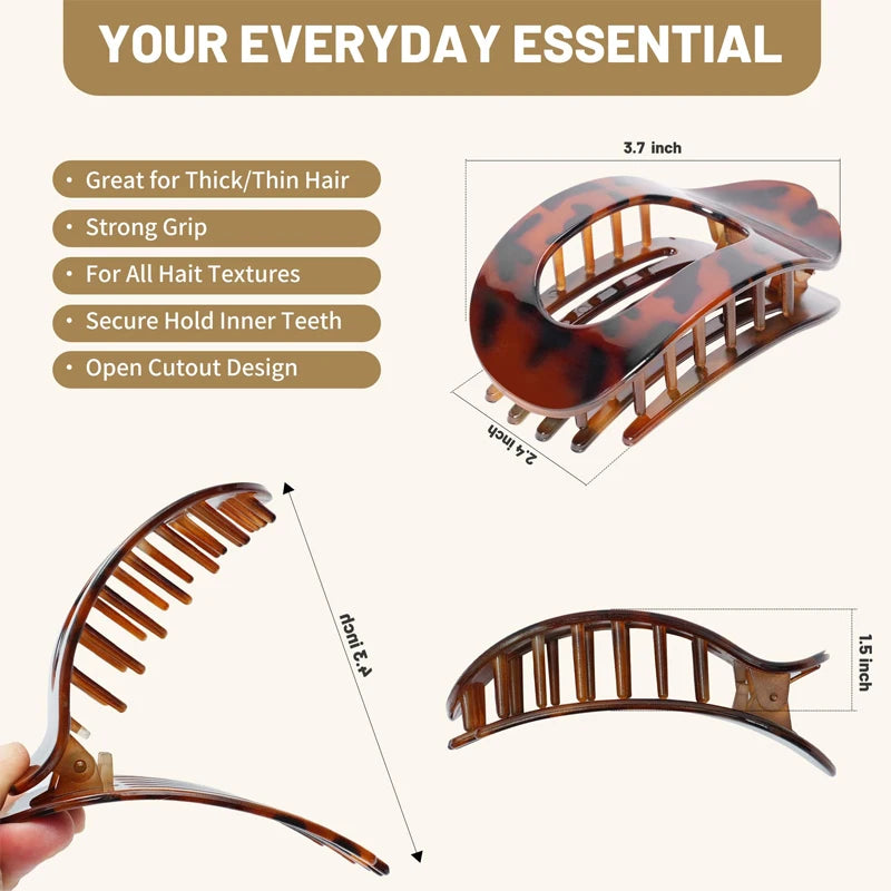 Fashion Oval Hair Claw Clip for Women New Design Leopard Matte Curved Flat Styling Barrettes Acrylic Lying down Hair Accessories