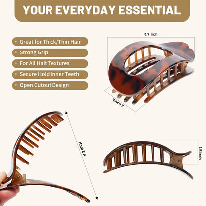 Fashion Oval Hair Claw Clip for Women New Design Leopard Matte Curved Flat Styling Barrettes Acrylic Lying down Hair Accessories